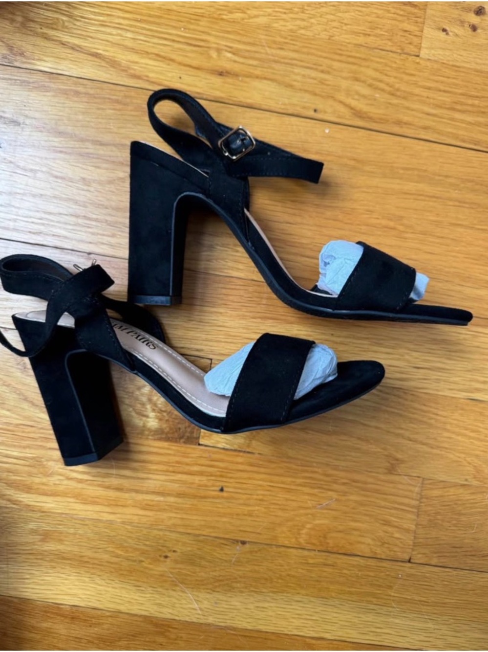 Dream Pairs Black Suede Block Heel Sandals